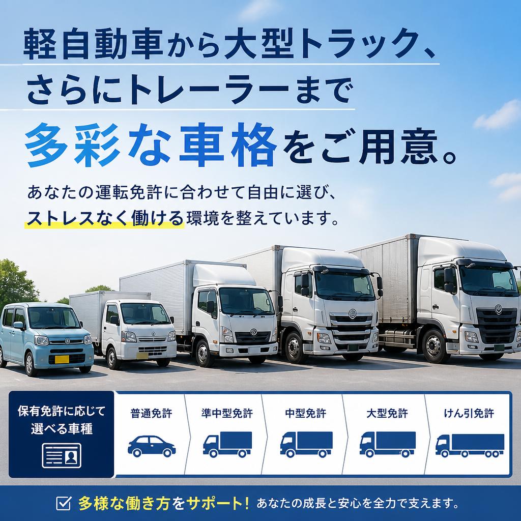 選べる車格、あなたにぴったりの働き方