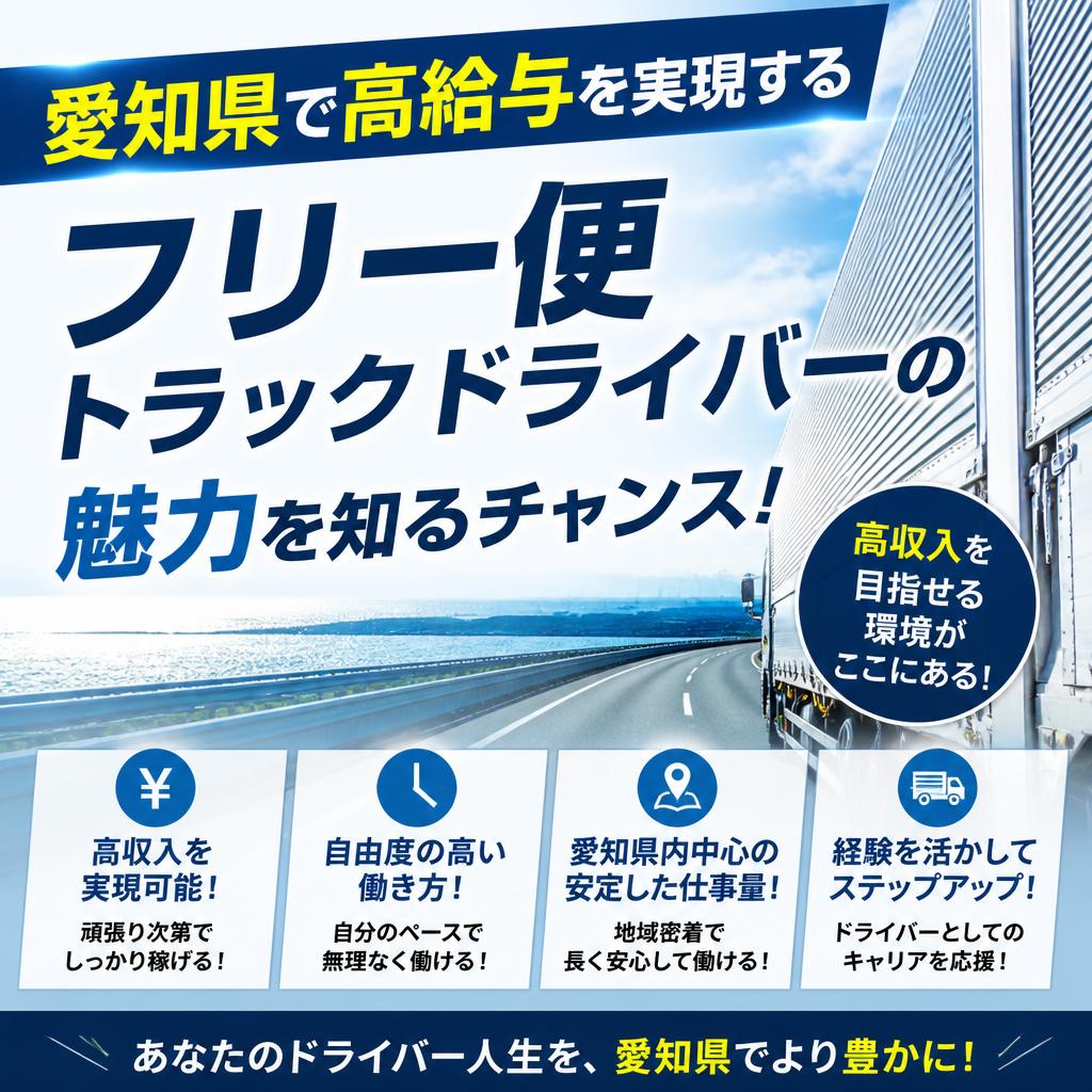 愛知県で高給与を実現するフリー便トラックドライバーの魅力を知るチャンス！
