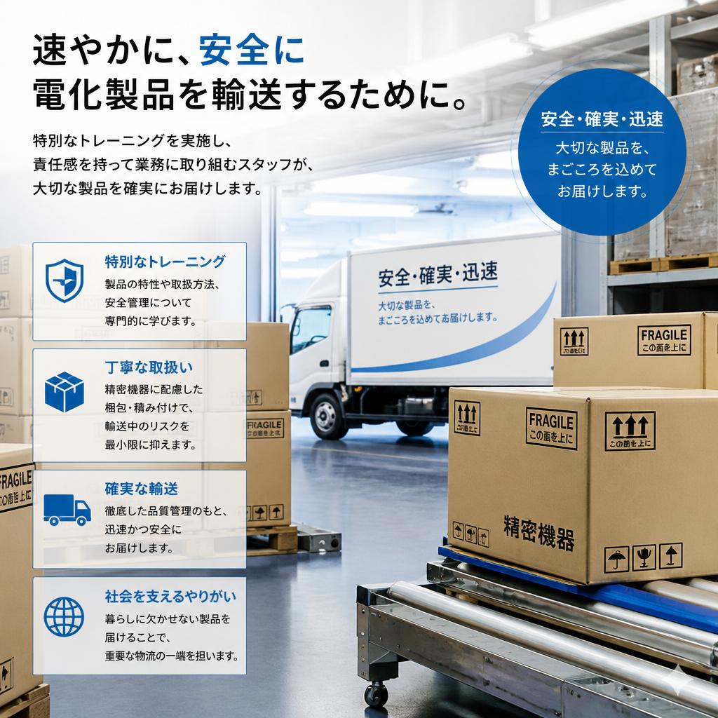 電化製品の輸送に特化