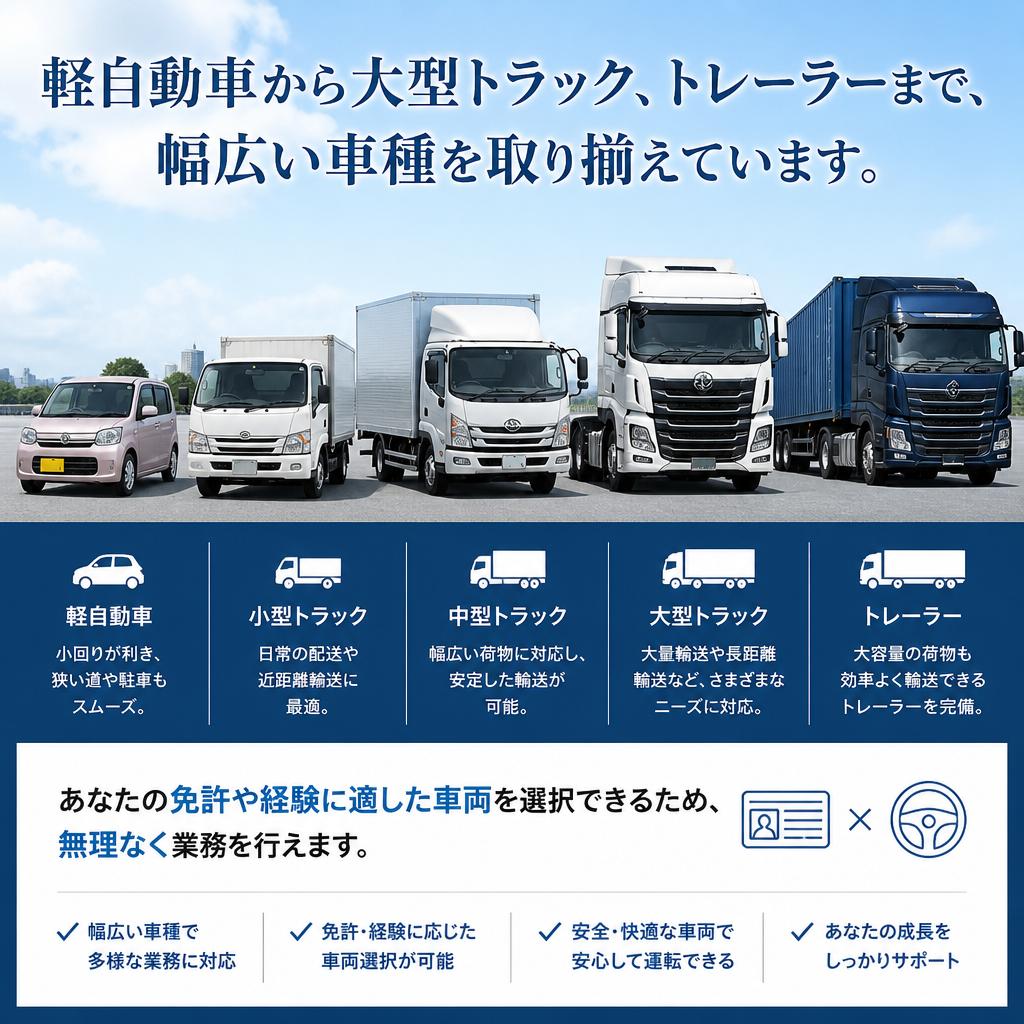 多彩な車両選択が可能