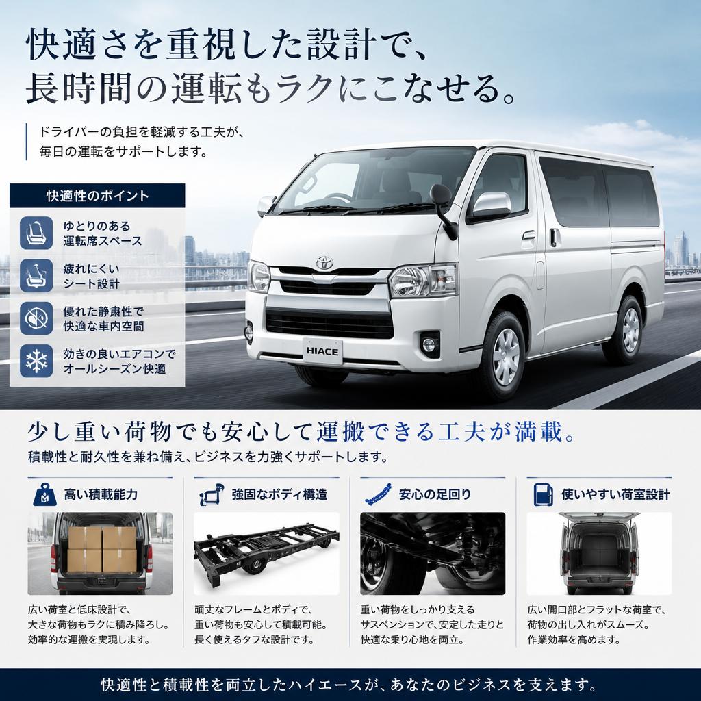 快適なハイエースでの運転体験