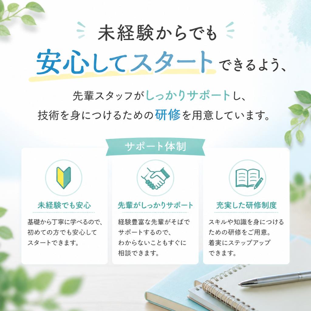充実の研修制度で未経験者も安心
